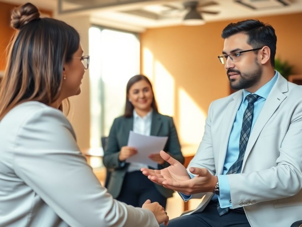 Consultanță legală în birou modern cu avocați.