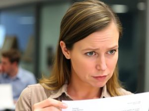 Persoană confuză primind o scrisoare de concediere.