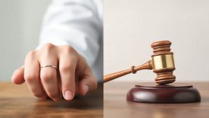 Inele de nuntă și ciocan de judecător